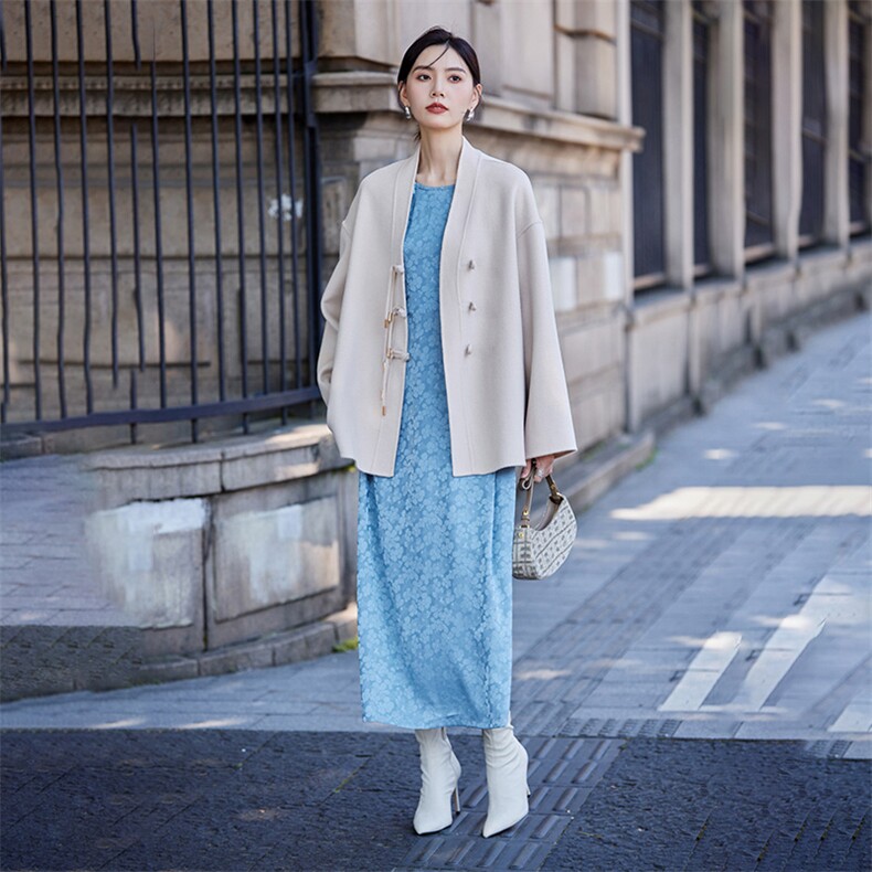 秋冬新款气质显瘦毛呢外套优雅百搭时尚潮流高品质面料舒适保暖，女装双面呢大衣，怡欣双面呢工厂店