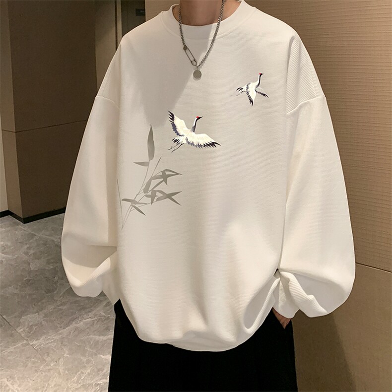 5XL华夫格卫衣男大码胖子圆领长袖t恤HW76394-P30加绒款-P40,男装卫衣,电商A040