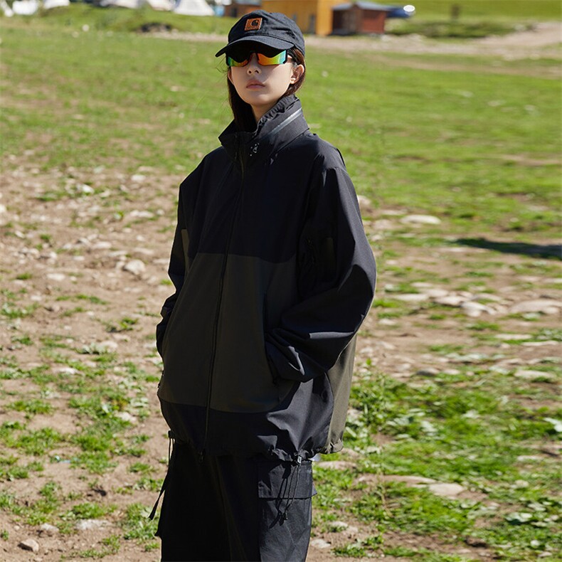 A488-P108春秋季户外拼色冲锋衣宽松情侣装上衣登山服男女同款,男装夹克,星座911
