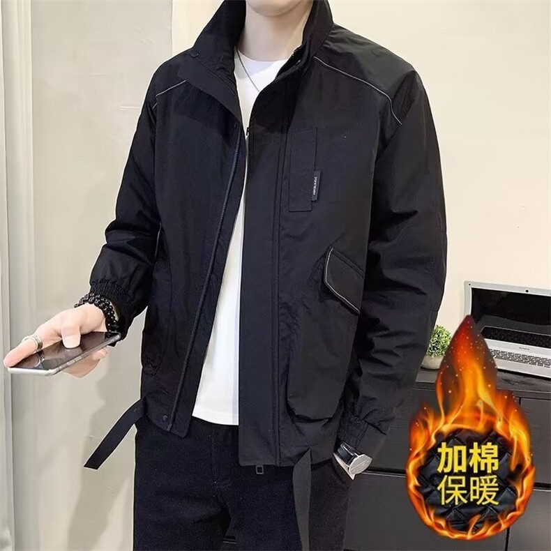 气质2026新款外套男秋冬季宽松帅气立领夹棉工装夹克男生潮牌图片