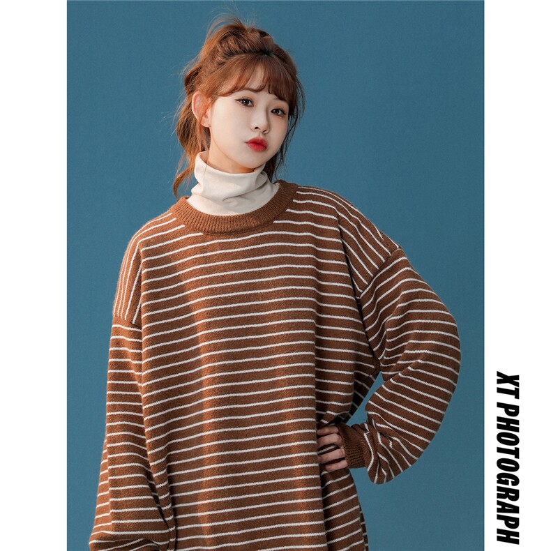 1中性风休闲条纹圆领毛衣女套头针织衫女外套女8721P60控88，女装针织衫/毛衣，星座226-2