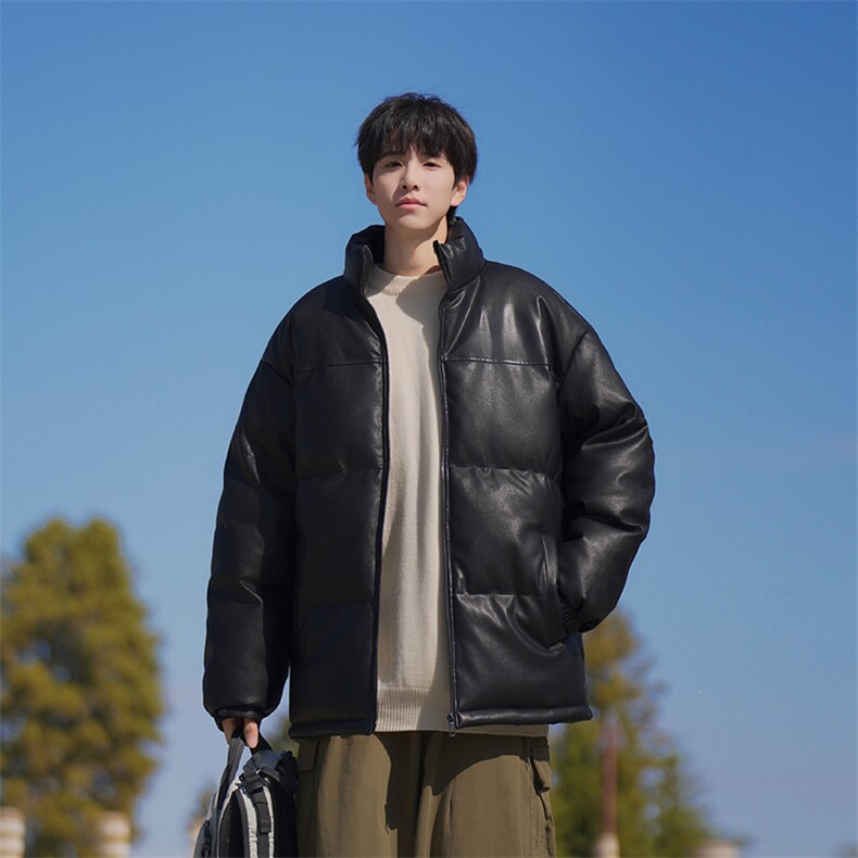 港风潮牌新款亮皮防水立领棉服潮流保暖棉衣M083-P100控139,男装棉衣,星座717