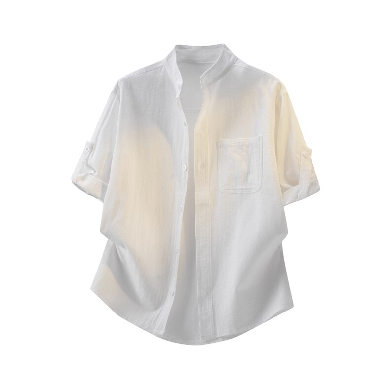C1020/P28春款衬衣立领五分中袖男女短袖衬衫七分袖大码,男装T恤,电商A141