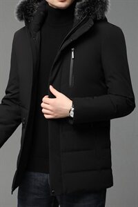 B8286钱塘2020-1冬季男士连帽中长款羽绒服高端90白鸭绒P340图片