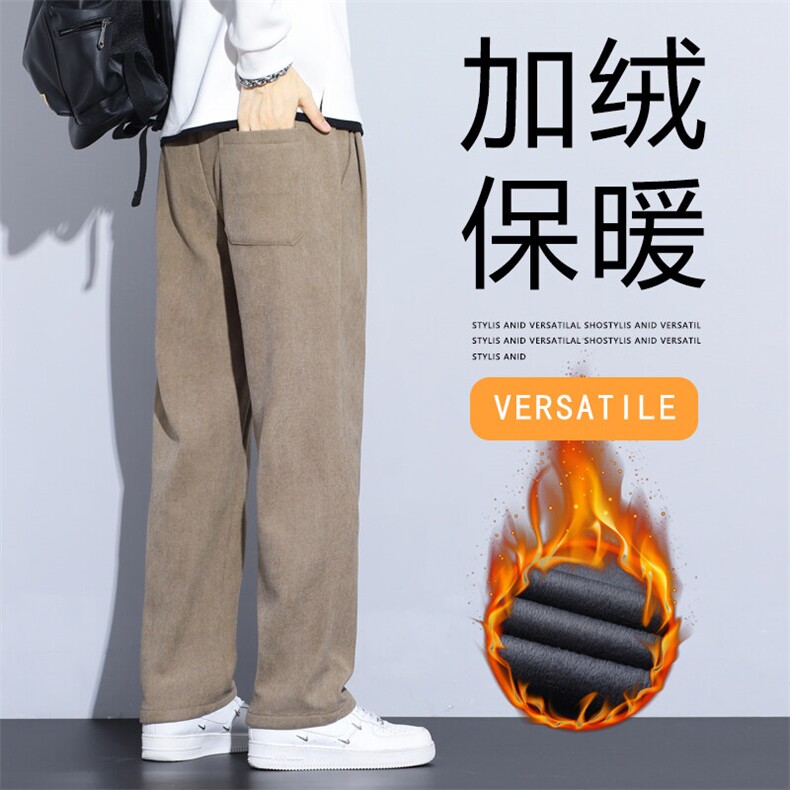 冬季厚款阔腿裤玉米粒博奥绒时尚潮流男裤子加厚保暖长裤585加绒图片