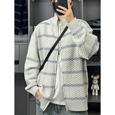 2025秋季新款男士针织毛衣外套宽松上衣潮牌立领拉链开衫MC06，男装针织衫/毛衣，星座516A