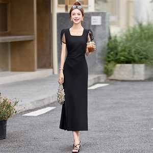 现货高级感夏季时尚蕾丝连衣裙气质显瘦简约大方减龄连衣裙女图片