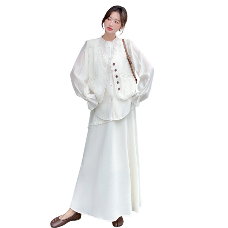 韩版流苏三件套马甲十衬衣十裙子三件套套裙2C267-119-P215-K305,女装套装/套裙,茵姿媚