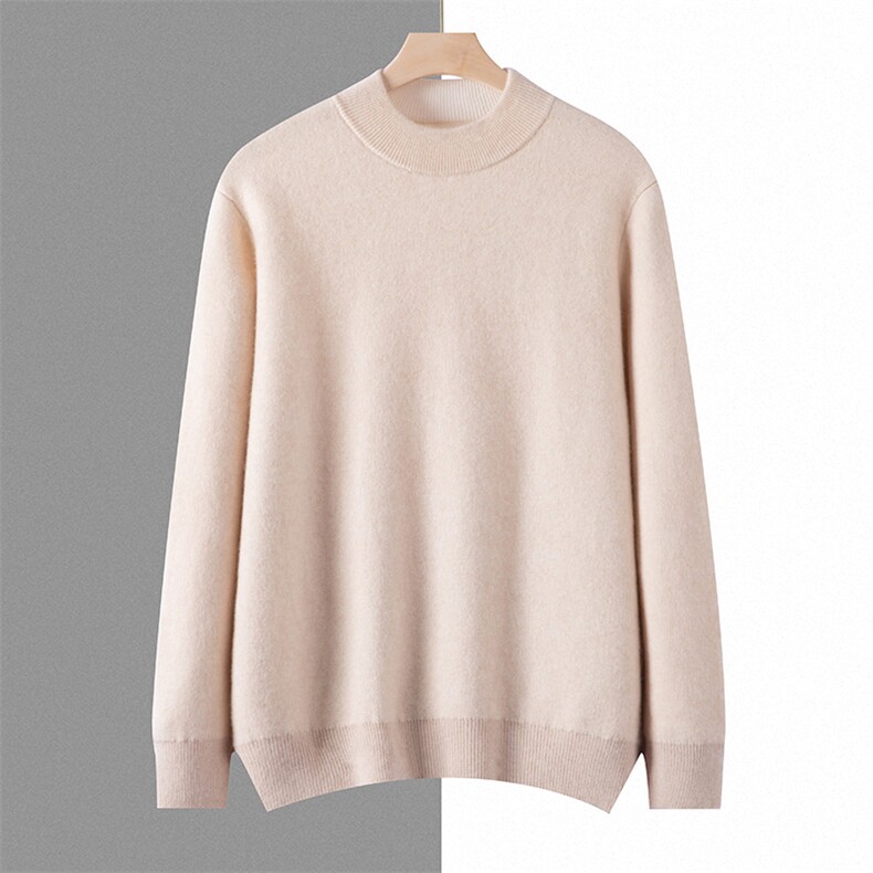 男士秋冬季新款简约休闲圆领宽松套头35%羊绒衫，男装羊绒套衫，宏杨羊绒