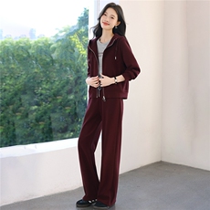 连帽运动套装女2025秋季新款一整套时尚中年妈妈宽松卫衣两件套，女装套装/套裙，涵誉