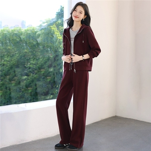 连帽运动套装女2025秋季新款一整套时尚中年妈妈宽松卫衣两件套图片