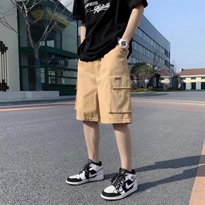 男春季潮流时尚休闲短裤工装裤K7128P28,黑色束脚卫裤搭配上衣图片