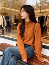 2025年秋季时尚百搭通勤简约休闲通勤立领开衫，女装羊毛衫，百纯羊绒