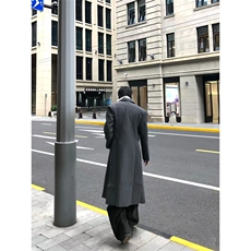 现货~秋冬新款戗驳领收腰垫肩毛呢大衣过膝长款风衣外套Y971-P125，男装风衣，星座1004-3