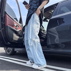 休闲裤男女韩版潮流多巴胺拼色束脚裤2024秋冬ins长裤K5841-P45图片