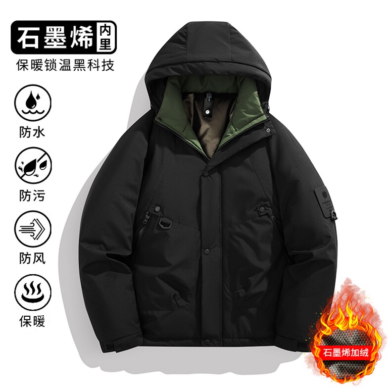 冬季工装棉袄冲锋衣男士棉衣加棉加厚棉服连帽潮A266-MY8014-P75，男装夹克，电商A266