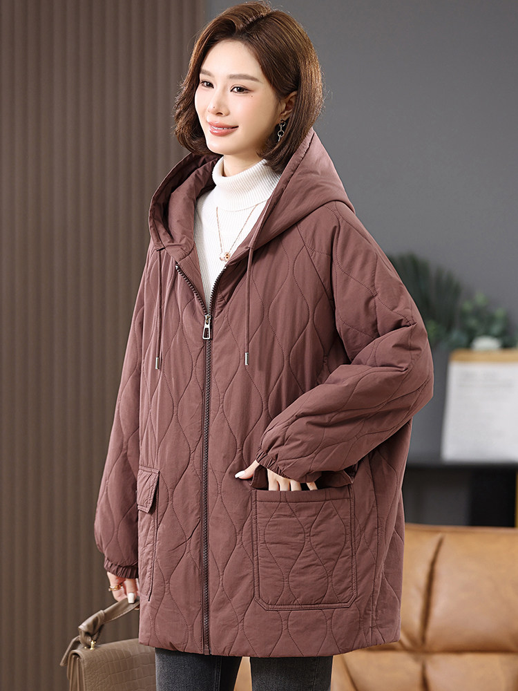 2025冬季时尚休闲夹棉加厚保暖舒适中长款棉服,女装棉衣/棉服,独衣靓