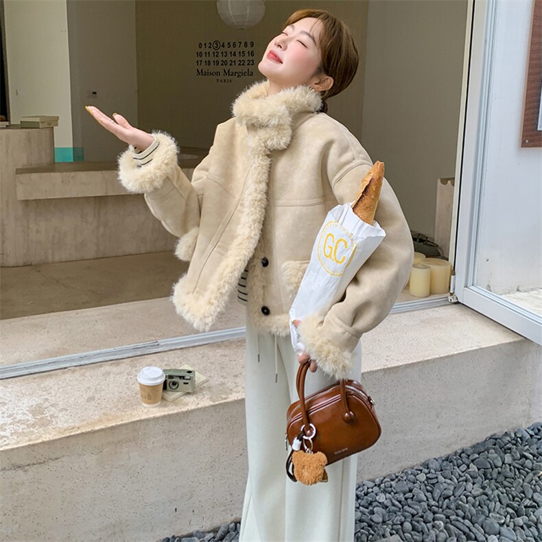 2025现货主推皮毛一体两面穿210-6396-185-K268,女装羊羔毛/颗粒绒,韩蜜菓