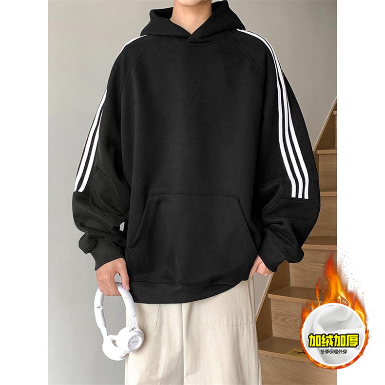 480G重磅加绒硬挺boxy男女秋冬美式高街结构三条杠织带卫衣厚外套，女装短外套，电商A486