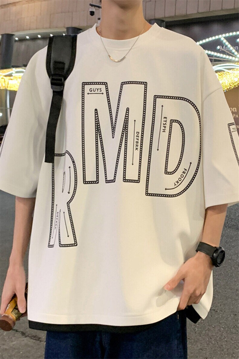 2025夏季新款港风外景大码菠萝格假两件T恤M-5XHT24400-特P25,男装T恤,电商A022