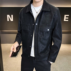 2026新款春季美式休闲皮衣外套男款磨砂机车皮夹克A313-8856-P135，男装夹克，电商A313