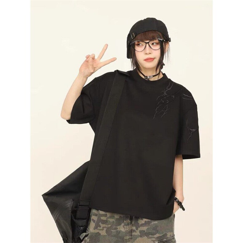 刺绣暗纹短袖t恤男女夏季百搭休闲衣服新中式风潮半袖上衣T03,男装T恤,星座1116A（原606A-3）