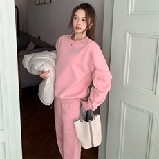女春季新款减龄圆领衣袖口袋卫衣束脚裤两件套潮，女装套装/套裙，江南