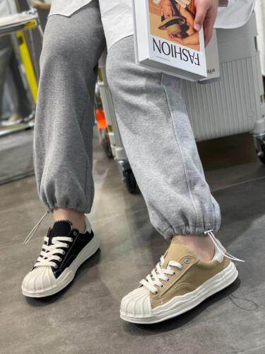 2021新款韩版潮流休闲贝克头真皮内里帆布鞋，其它，她他麦