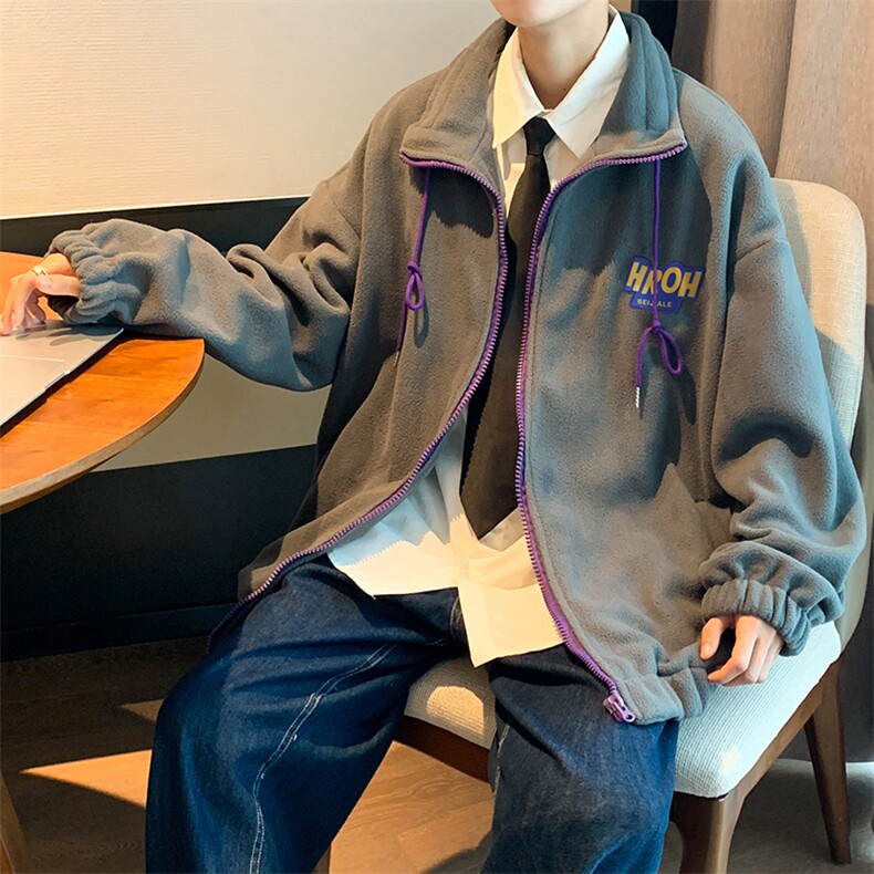 羊羔毛棉衣男冬季宽松立领加绒加厚棉服外套ins潮夹克  W2131-P38图片