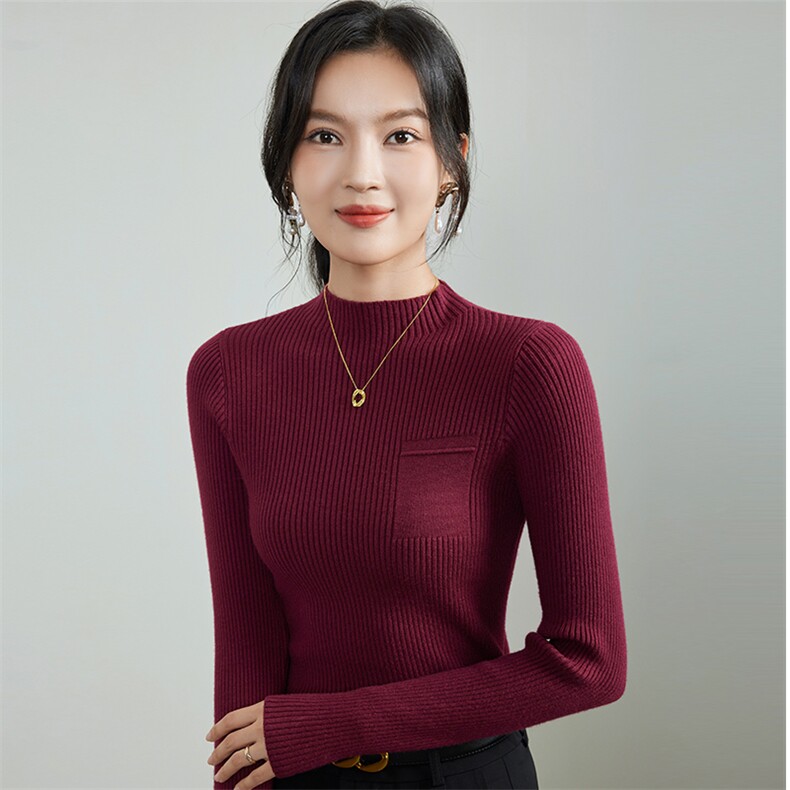 法式针织衫女2025秋冬新款半高领修身保暖长袖内搭打底毛衣上衣图片