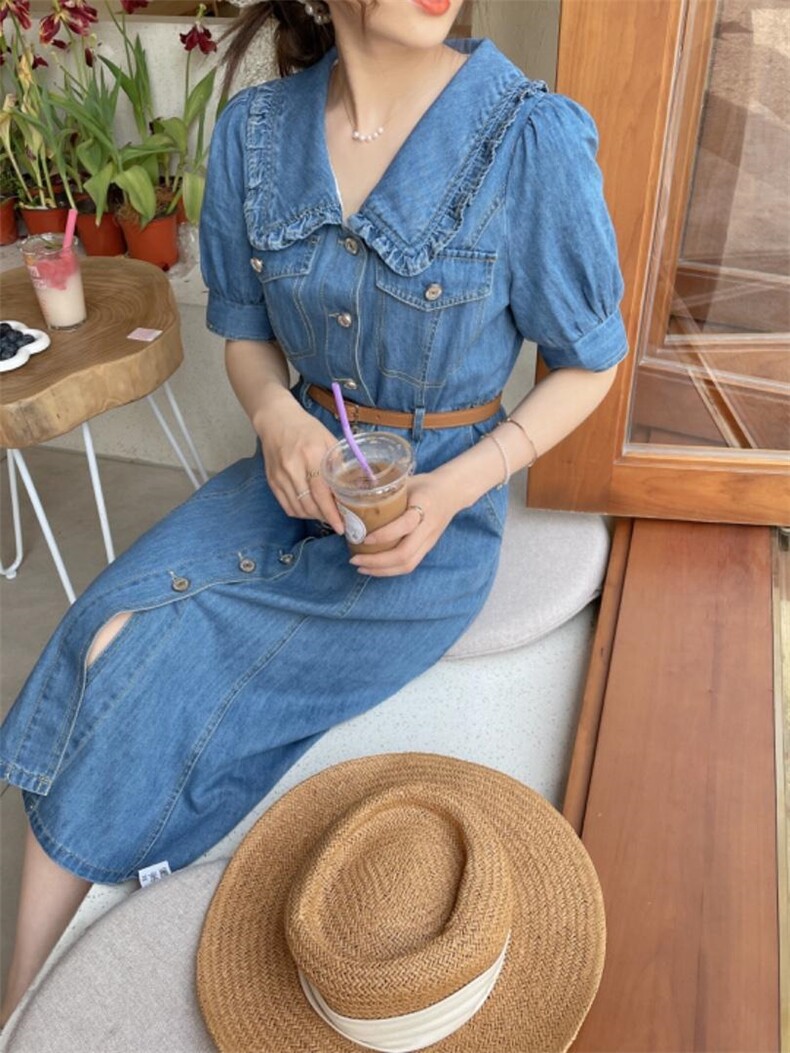 牛仔连衣裙，女装连衣裙，Ee·G