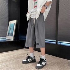QK72248-P25冰丝七分裤男大码速干短裤男五分裤港风，男装休闲裤，电商A040