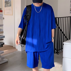 TZ65859/P65高品质波浪冰丝垂感T恤短裤套装男宽松大码两件套控98图片