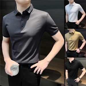 纯色 男士 Polo  半扣子 修身 商务帅气 短袖 现货 t032-p50图片