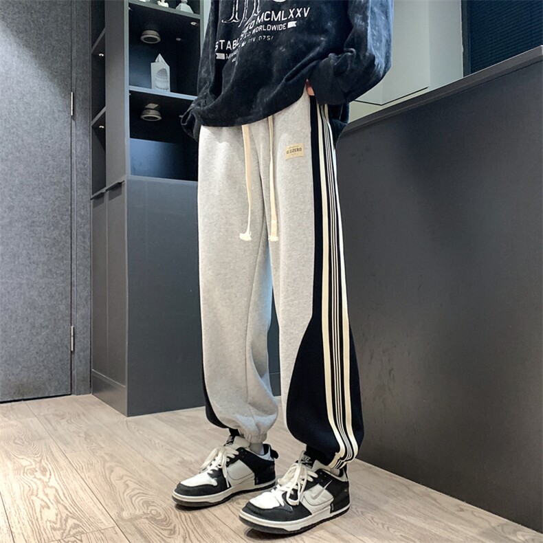 足货青少年纯棉休闲潮牌拼色运动裤子XZ301b-2-CK652特P43图片