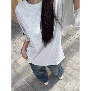 抖音得物品质二开240克宽松纯棉美式潮牌印花三条杠中性风短袖T恤图片