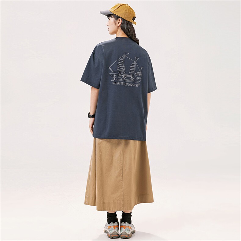 2025夏季新款男装日系潮牌纯棉印花圆领宽松短袖休闲T恤T958-F48,男装T恤,电商A101（原外27）