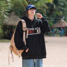 2026港风连帽抽线字母印花设计大码M-5XL潮流卫衣WY77764P58控78，男装卫衣，星座227-7