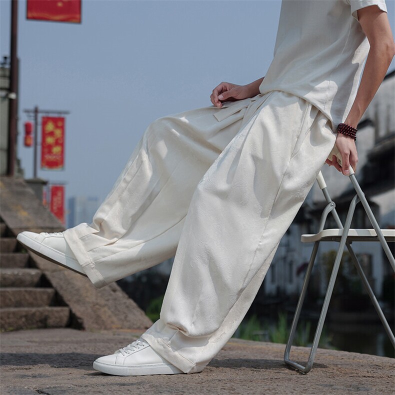 2025春夏新款风提花休闲裤男士宽松大码阔腿哈伦裤K2509-P75,男装休闲裤,电商A008