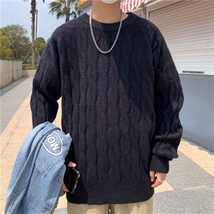 麻花毛衣男宽松慵懒ins韩版潮流情侣百搭纯色针织衫秋冬9019-P45，男装针织衫/毛衣，星座1008-1