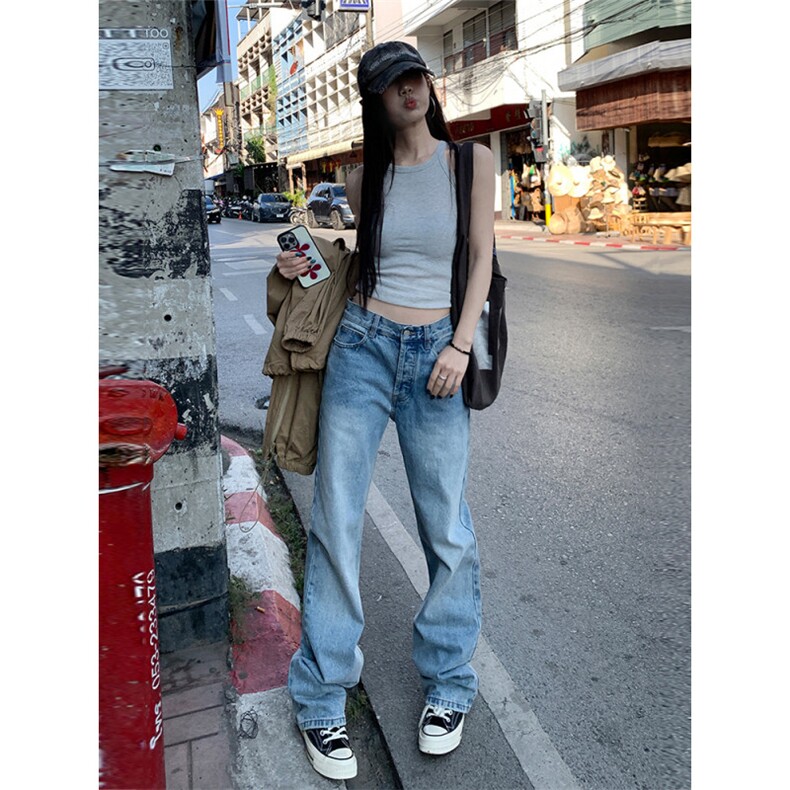 1506-1/K7211/P49显瘦高街裤子高腰窄版直筒微喇裤男女同款,男装休闲裤,星座1506-1
