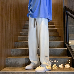 裤子男款春秋季华夫格潮流休闲百搭直筒九分拖地裤 K933-特批32图片
