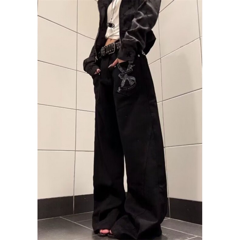 纯黑色微喇牛仔裤男潮直筒显瘦垂感拖地cleanfit长裤NA731,男装牛仔裤,星座1116A（原606A-3）