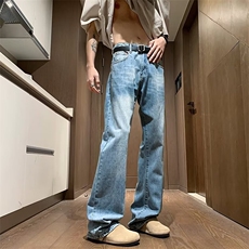 牛仔裤男款修身显瘦美式复古vibe裤子水洗做旧直筒裤N8944，男装牛仔裤，星座1116A-1（原606A）