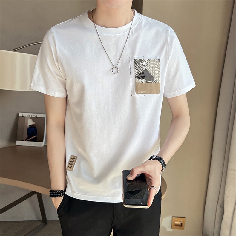 夏季2025新款短袖T恤男潮牌印花半袖男装上衣A313-5806-P48,男装T恤,电商A313