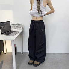 2025新款宽松休闲裤男韩版潮流百搭裤子夏季薄款坠感阔腿拖地长裤，男装休闲裤，四季星座505