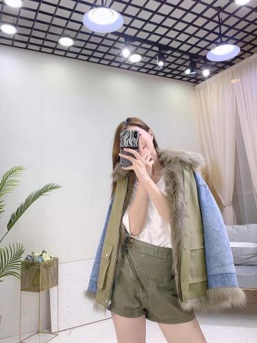 ZHG8105门襟毛领真狐狸毛内胆羽绒两面穿皮草羽绒服,女装皮草,L·H·X