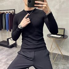 Y9032021秋冬男式基础低领毛衣品质好库存足4色男-酒红色，男装针织衫/毛衣，电商A211