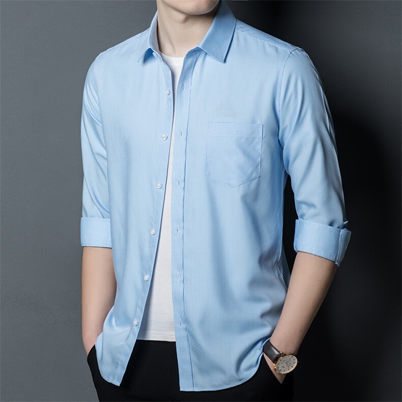 YY-F2103男式2023秋季新款长袖格子衬衫修身免烫衬衣P106,男装衬衫,电商B360