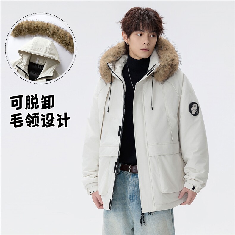 座山雕派克棉服男女同款貉子毛加厚外套,男装棉衣,星座1206（原A206）
